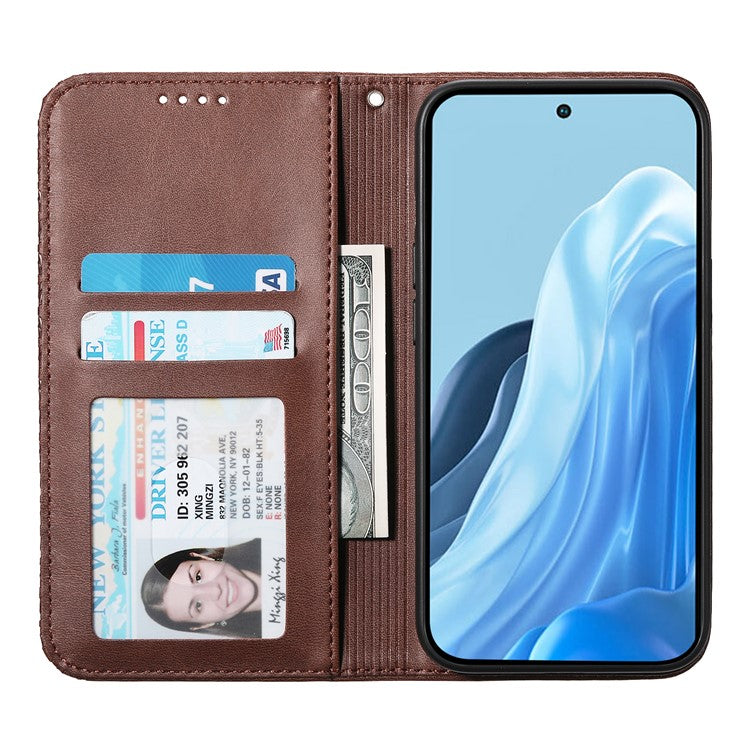 For Samsung Galaxy M35 5G Case Calf Texture PU Leather Phone Cover with Wallet - Brown