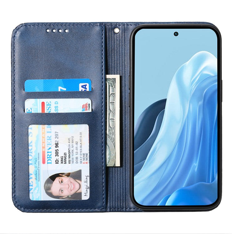 For Samsung Galaxy M35 5G Case Calf Texture PU Leather Phone Cover with Wallet - Blue