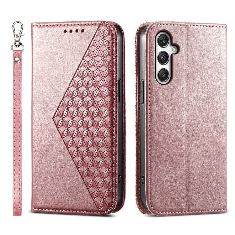 For Samsung Galaxy M35 5G Case Calf Texture PU Leather Phone Cover with Wallet - Rose Gold
