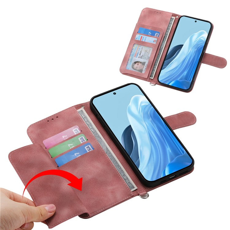 For Samsung Galaxy M35 5G Case Flower Pattern PU Leather Wallet Phone Cover with Strap - Pink