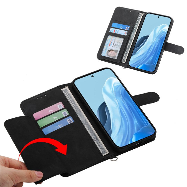 For Samsung Galaxy M35 5G Case Flower Pattern PU Leather Wallet Phone Cover with Strap - Black