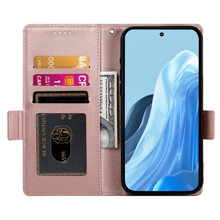 DF-010 For Samsung Galaxy M35 5G Stand Case PU Leather Wallet Phone Cover - Rose Gold
