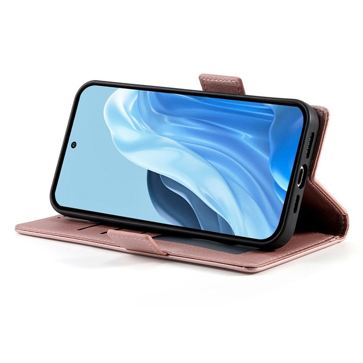 DF-010 For Samsung Galaxy M35 5G Stand Case PU Leather Wallet Phone Cover - Rose Gold