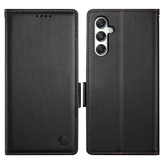DF-010 For Samsung Galaxy M35 5G Stand Case PU Leather Wallet Phone Cover - Black
