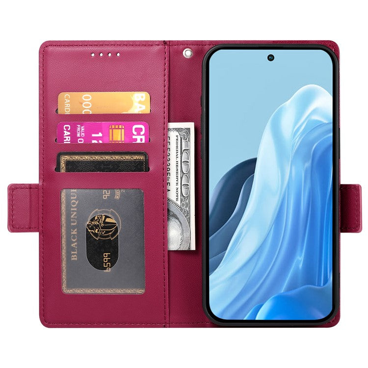 DF-010 For Samsung Galaxy M35 5G Stand Case PU Leather Wallet Phone Cover - Wine Red