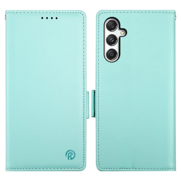 DF-010 For Samsung Galaxy M35 5G Stand Case PU Leather Wallet Phone Cover - Mint Green