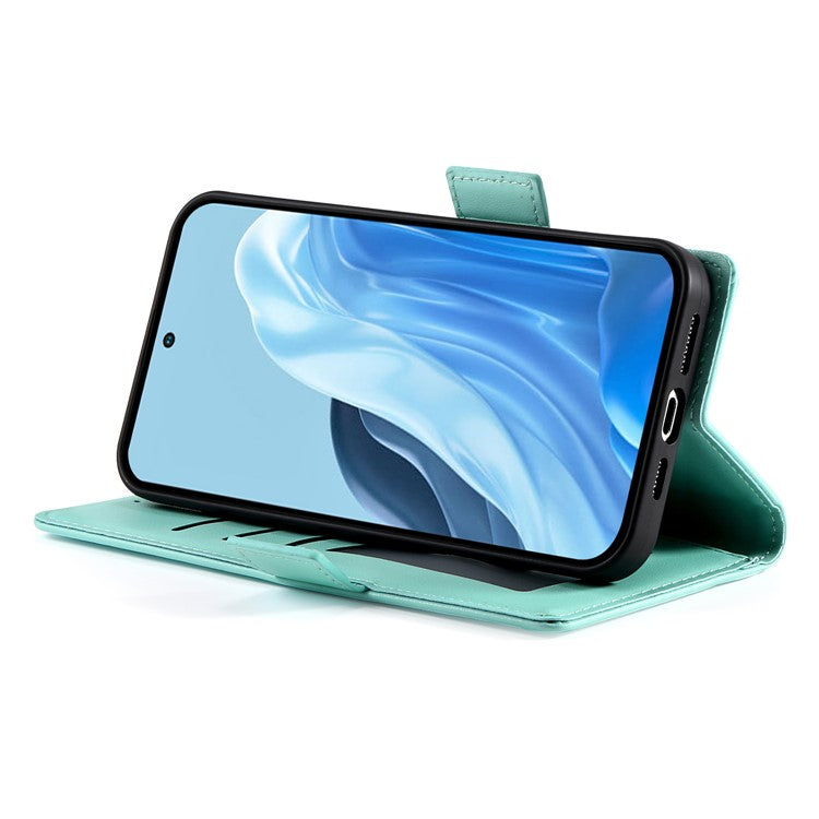 DF-010 For Samsung Galaxy M35 5G Stand Case PU Leather Wallet Phone Cover - Mint Green