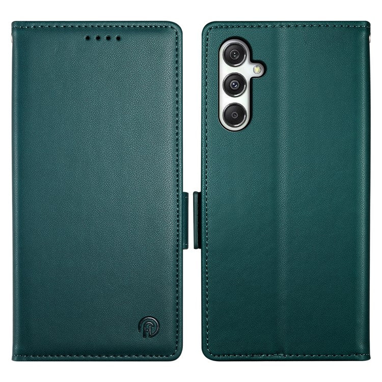DF-010 For Samsung Galaxy M35 5G Stand Case PU Leather Wallet Phone Cover - Blackish Green