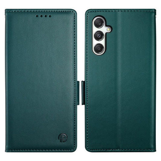 DF-010 For Samsung Galaxy M35 5G Stand Case PU Leather Wallet Phone Cover - Blackish Green