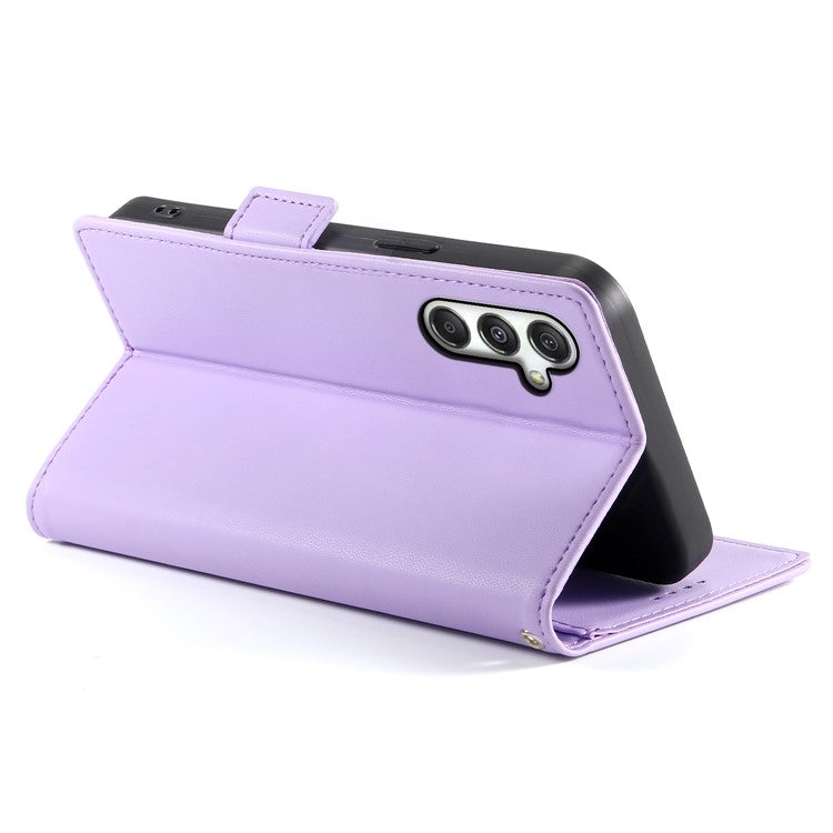 DF-010 For Samsung Galaxy M35 5G Stand Case PU Leather Wallet Phone Cover - Purple