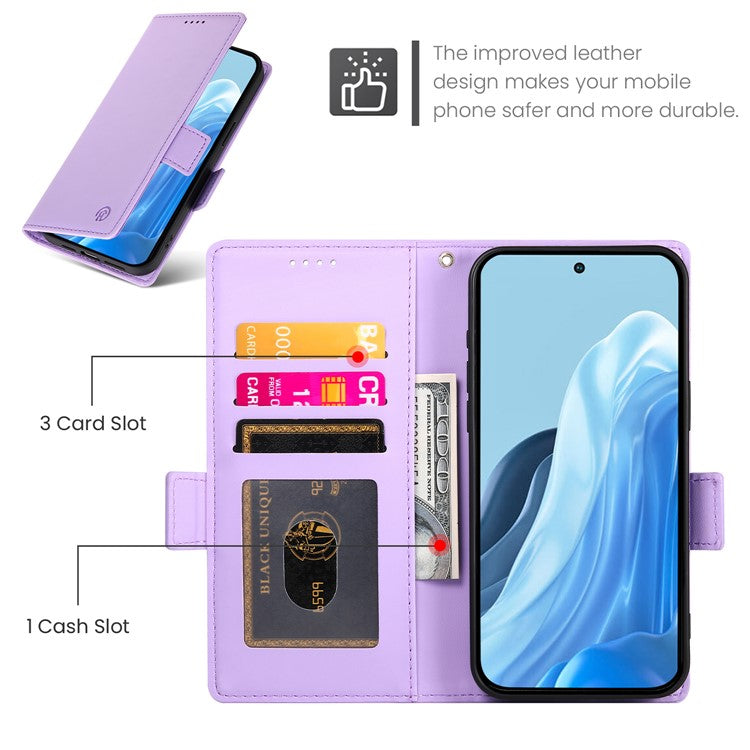 DF-010 For Samsung Galaxy M35 5G Stand Case PU Leather Wallet Phone Cover - Purple