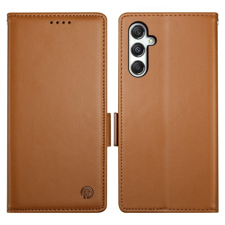 DF-010 For Samsung Galaxy M35 5G Stand Case PU Leather Wallet Phone Cover - Brown