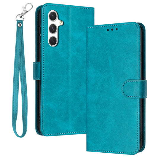 For Samsung Galaxy A16 5G / A16 4G Case Flip Stand PU Leather Wallet Phone Cover Calf Texture - Green