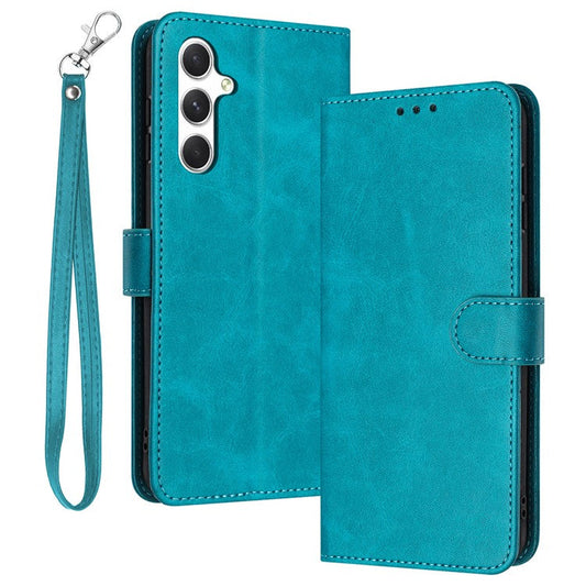 For Samsung Galaxy M35 5G Case Flip Stand PU Leather Wallet Phone Cover Calf Texture - Green