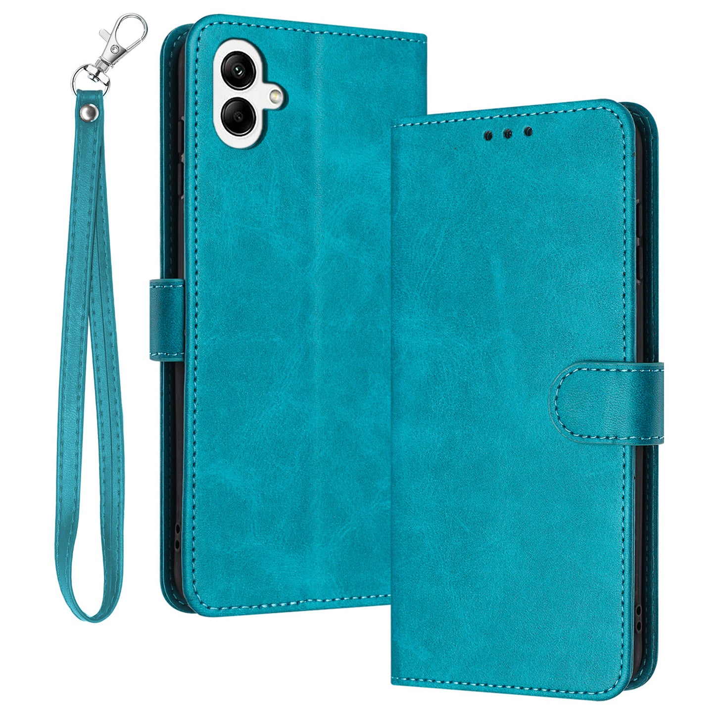 For Samsung Galaxy A06 Case Flip Stand PU Leather Wallet Phone Cover Calf Texture - Green