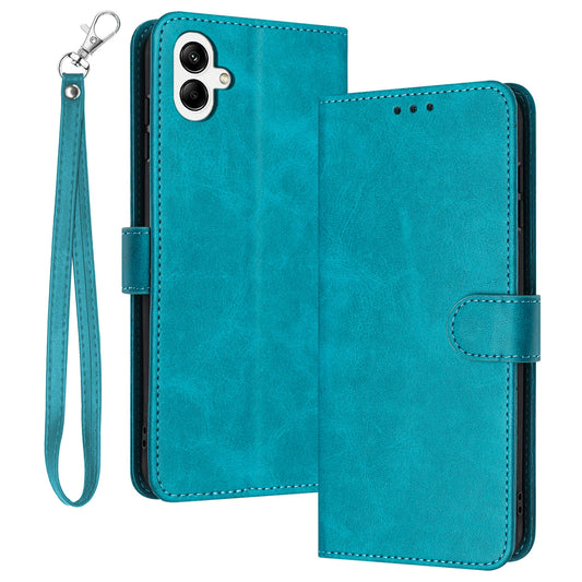 For Samsung Galaxy A06 Case Flip Stand PU Leather Wallet Phone Cover Calf Texture - Green