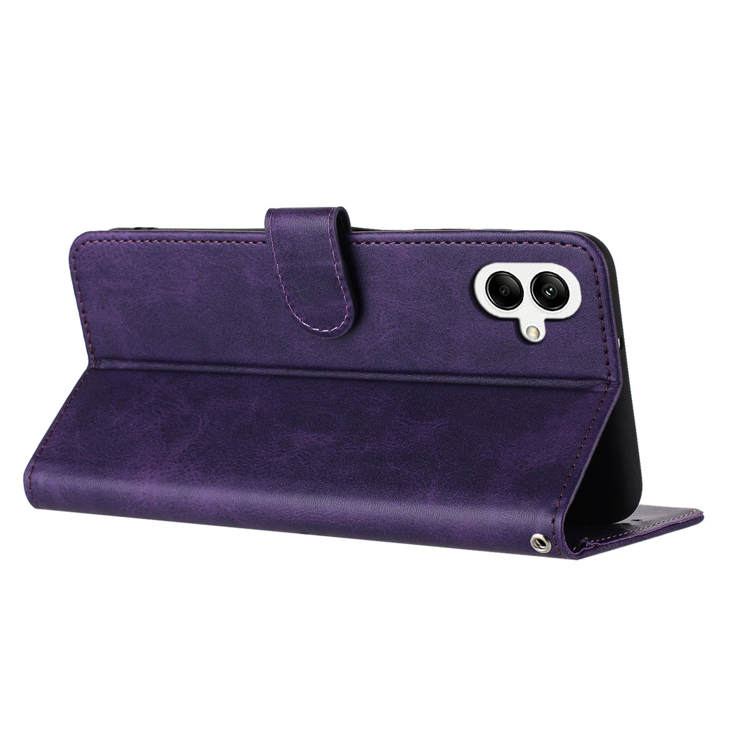 For Samsung Galaxy A06 Case Flip Stand PU Leather Wallet Phone Cover Calf Texture - Purple
