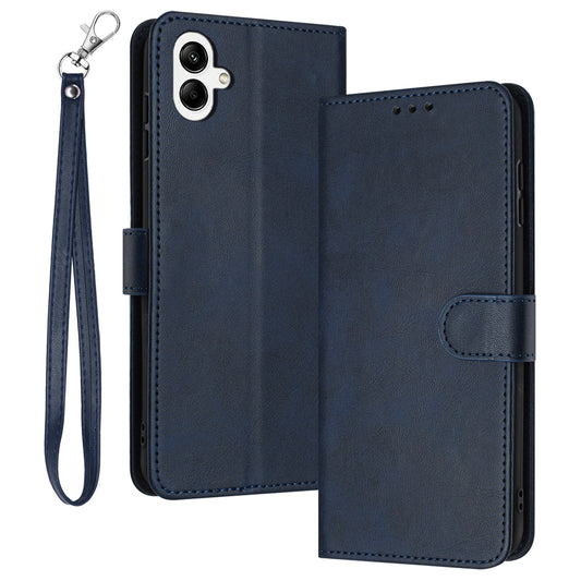 For Samsung Galaxy A06 Case Flip Stand PU Leather Wallet Phone Cover Calf Texture - Sapphire