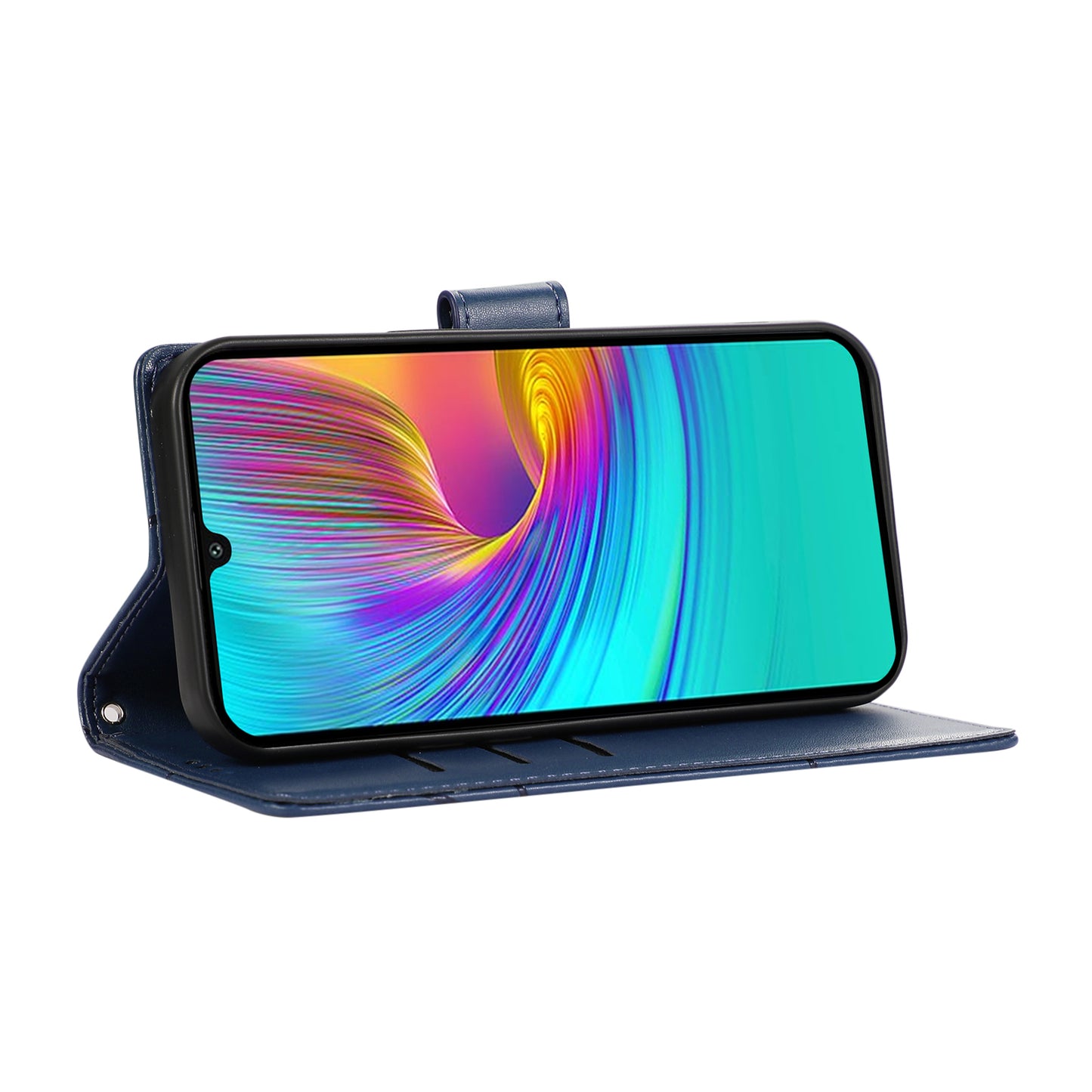 DF-06 For Samsung Galaxy A16 5G / A16 4G Phone Case Line Imprint Leather Wallet Cover - Blue