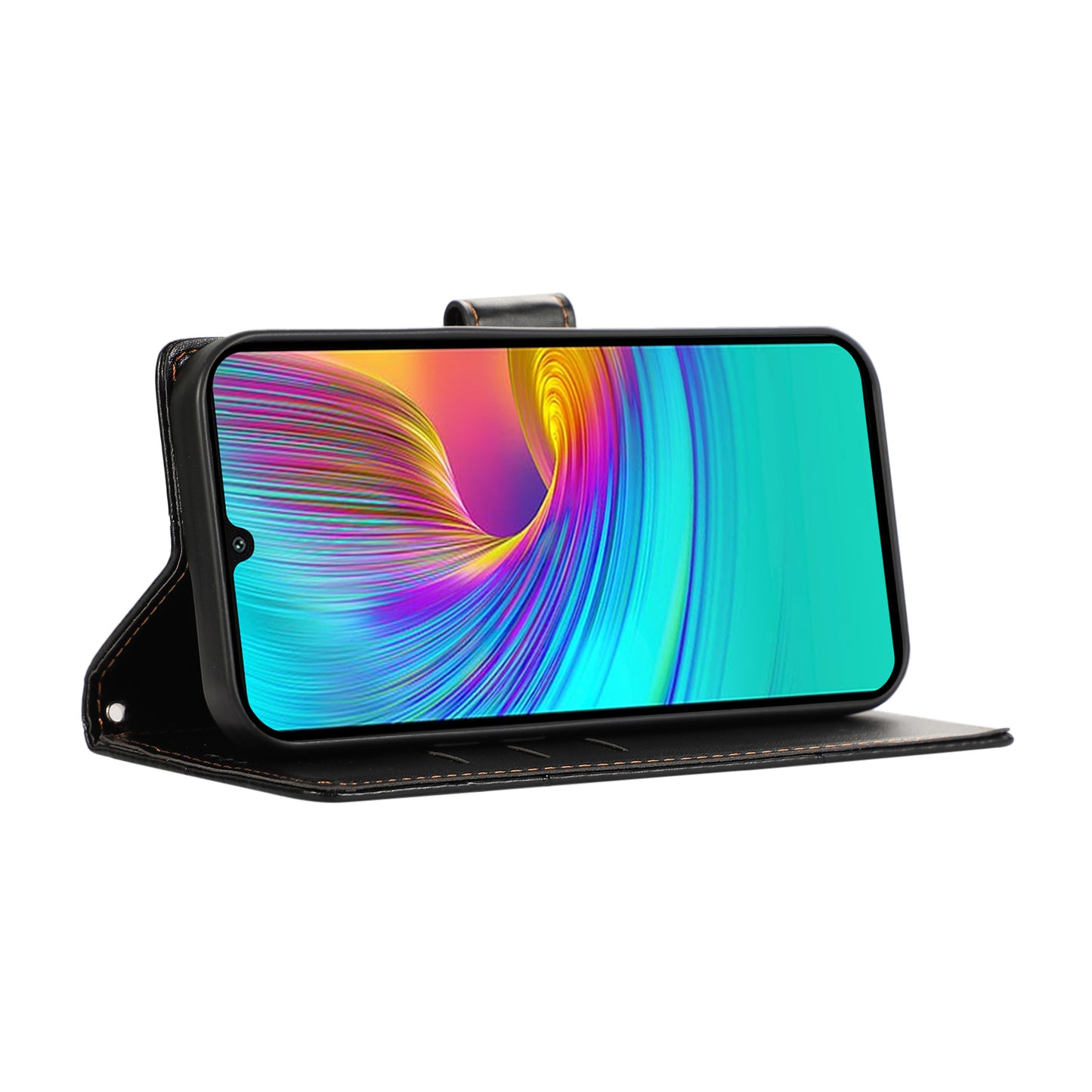 DF-06 For Samsung Galaxy A16 5G / A16 4G Phone Case Line Imprint Leather Wallet Cover - Black
