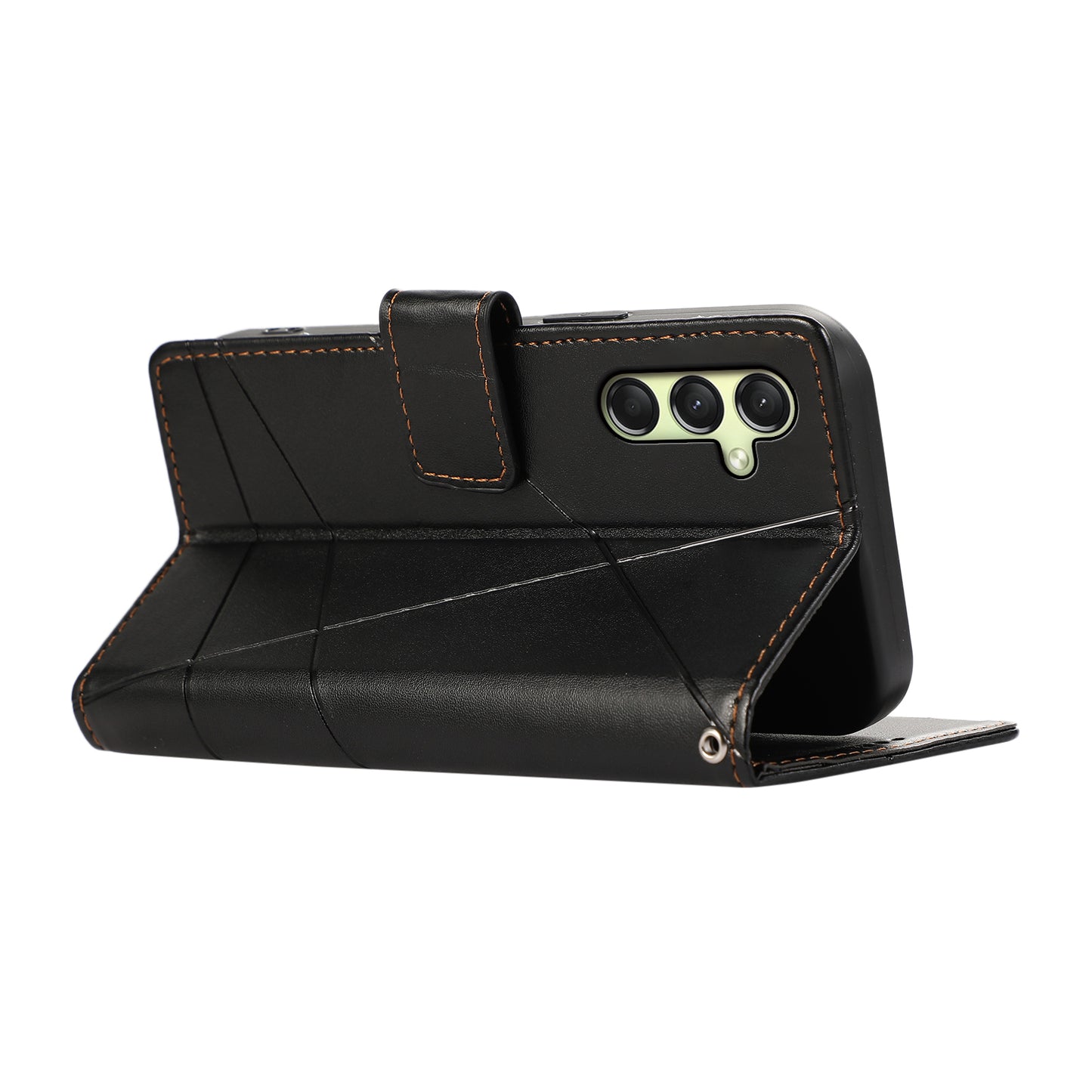 DF-06 For Samsung Galaxy A16 5G / A16 4G Phone Case Line Imprint Leather Wallet Cover - Black