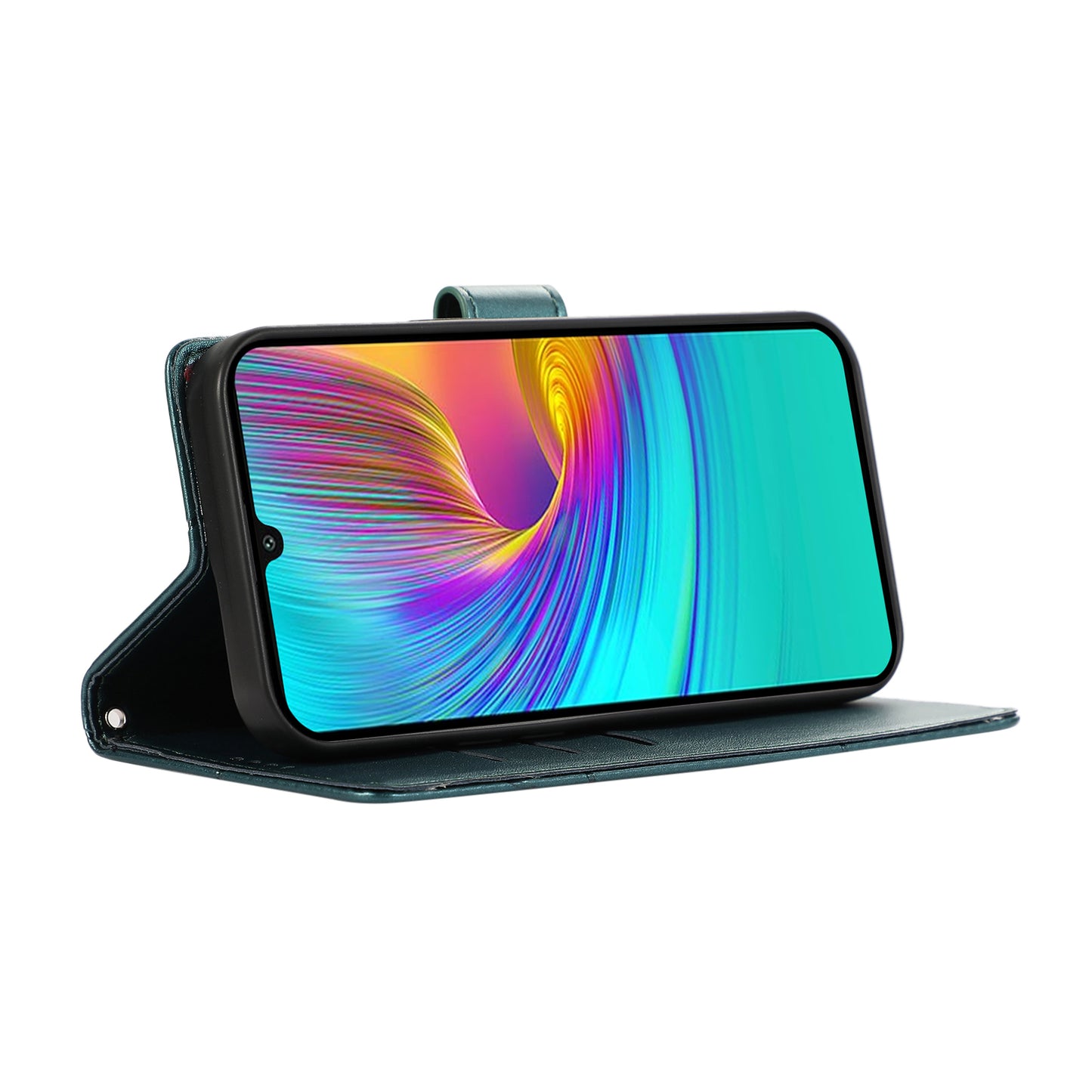 DF-06 For Samsung Galaxy A16 5G / A16 4G Phone Case Line Imprint Leather Wallet Cover - Green