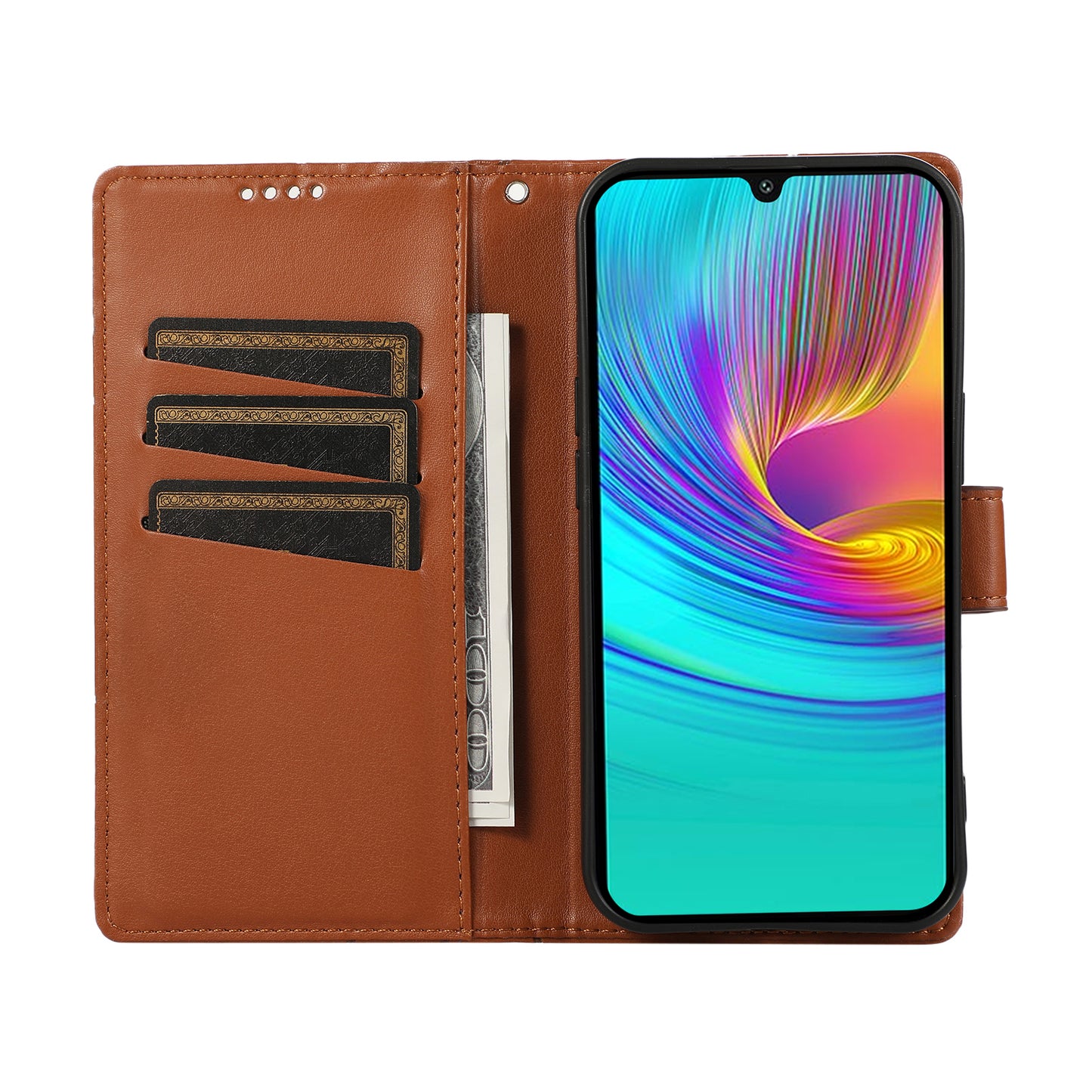 DF-06 For Samsung Galaxy A16 5G / A16 4G Phone Case Line Imprint Leather Wallet Cover - Brown