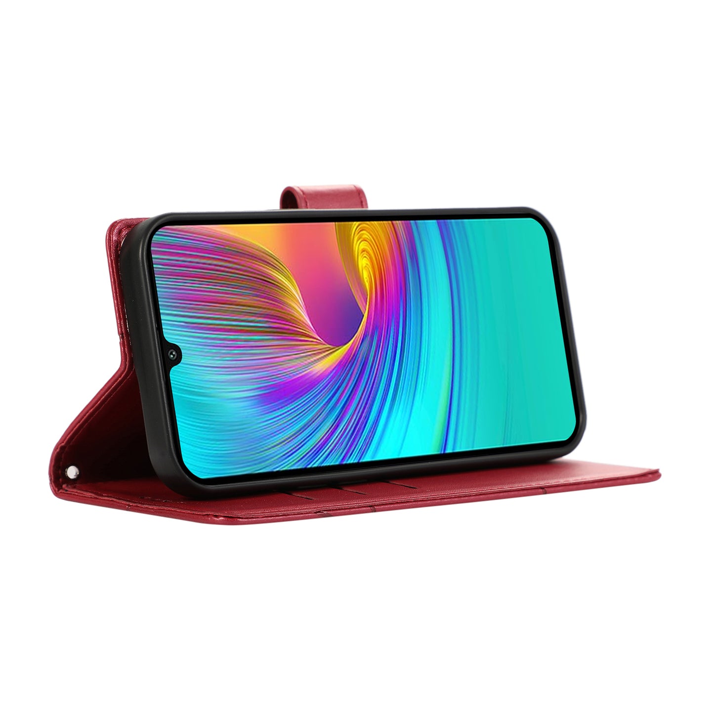 DF-06 For Samsung Galaxy A16 5G / A16 4G Phone Case Line Imprint Leather Wallet Cover - Red