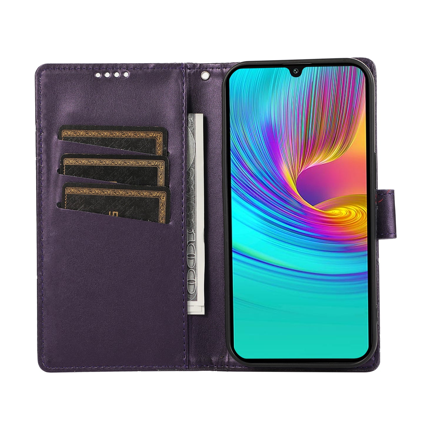 DF-06 For Samsung Galaxy A16 5G / A16 4G Phone Case Line Imprint Leather Wallet Cover - Purple