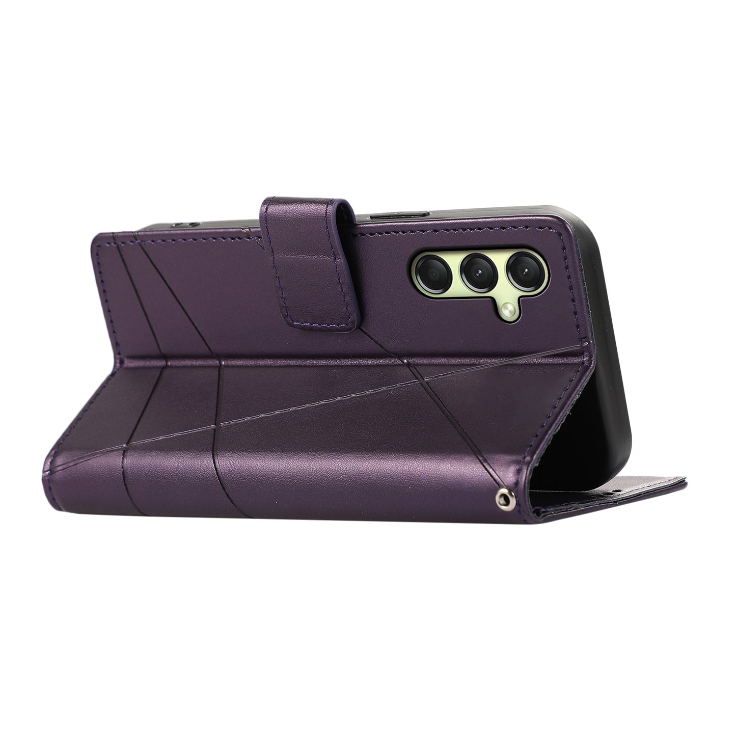 DF-06 For Samsung Galaxy A16 5G / A16 4G Phone Case Line Imprint Leather Wallet Cover - Purple