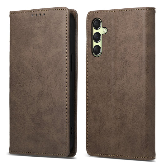 DF-05 For Samsung Galaxy A16 5G / A16 4G Wallet Case RFID Blocking PU Leather Phone Cover - Brown