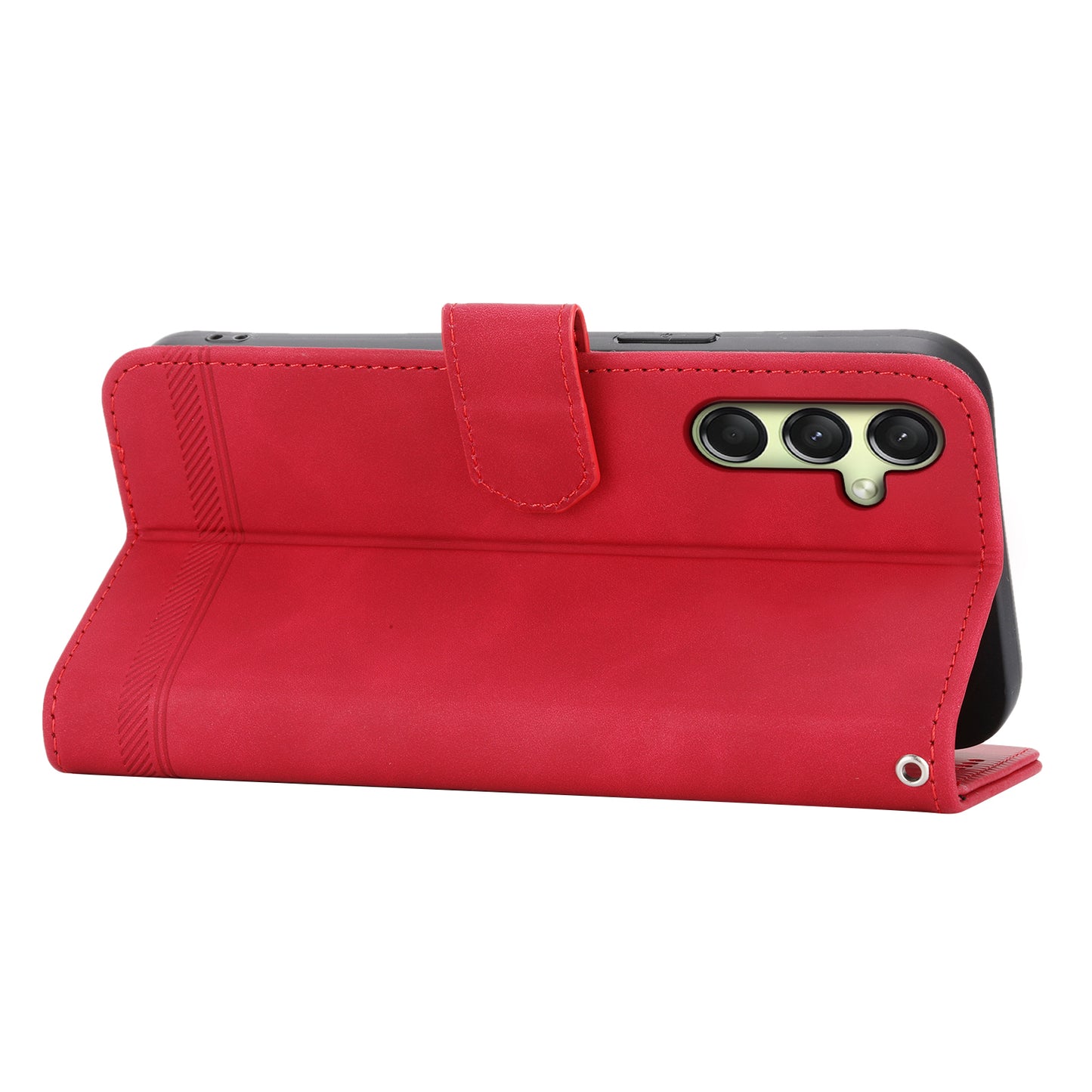 DIERFENG DF-03 For Samsung Galaxy A16 5G / A16 4G Leather Case Lines Imprint Wallet Phone Cover - Red