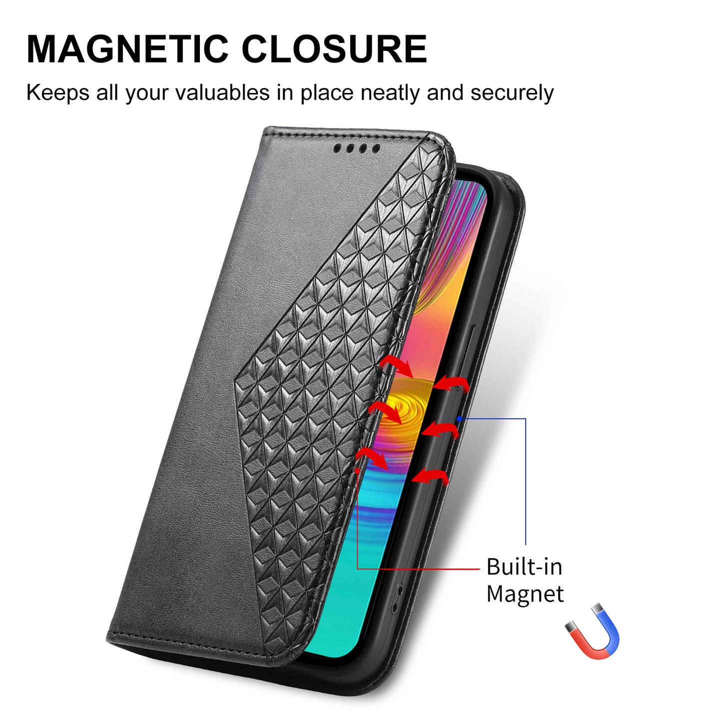 For Samsung Galaxy A16 5G / A16 4G Case Calf Texture PU Leather Phone Cover with Wallet - Black