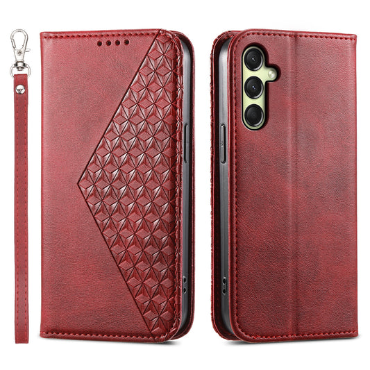 For Samsung Galaxy A16 5G / A16 4G Case Calf Texture PU Leather Phone Cover with Wallet - Red