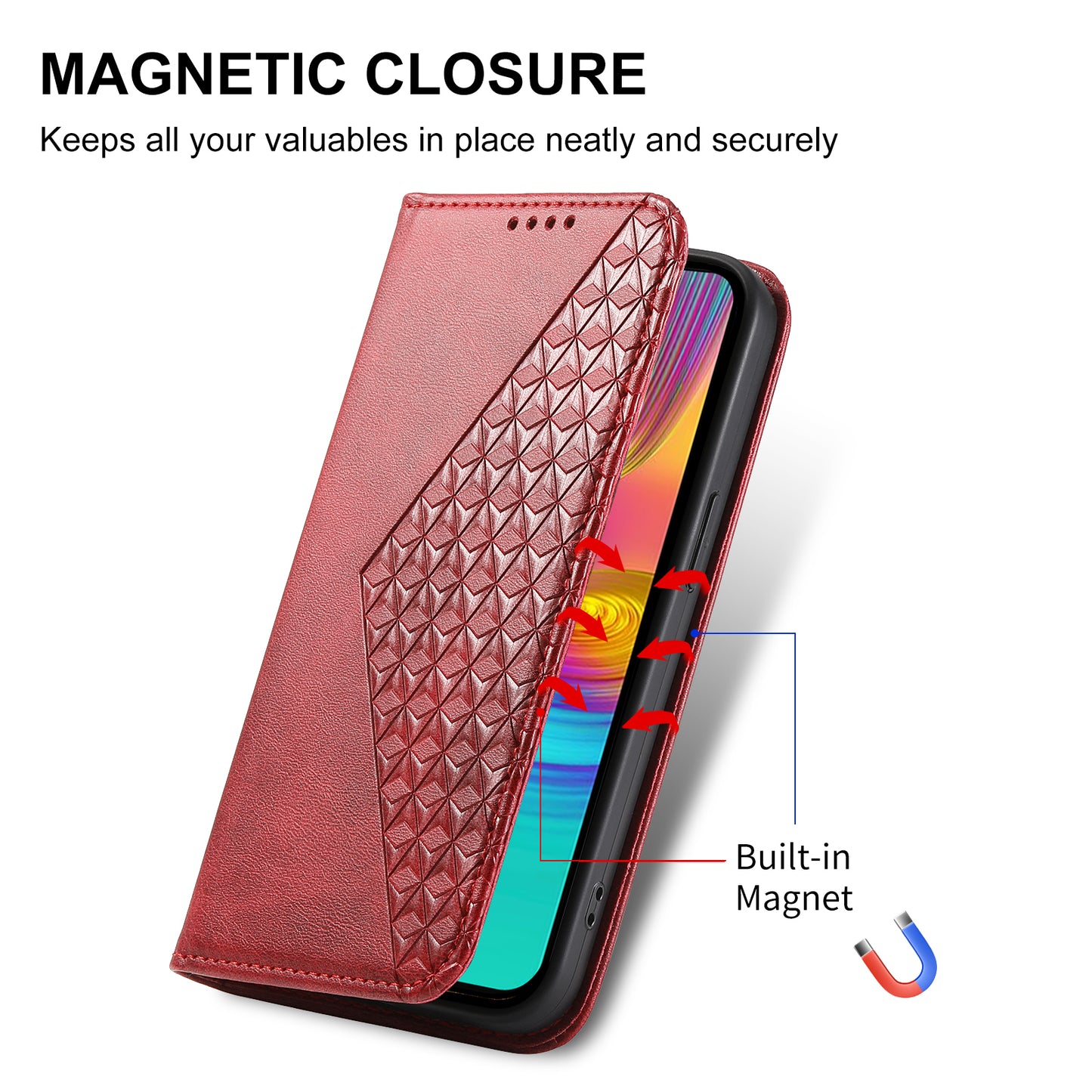 For Samsung Galaxy A16 5G / A16 4G Case Calf Texture PU Leather Phone Cover with Wallet - Red