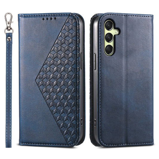 For Samsung Galaxy A16 5G / A16 4G Case Calf Texture PU Leather Phone Cover with Wallet - Blue