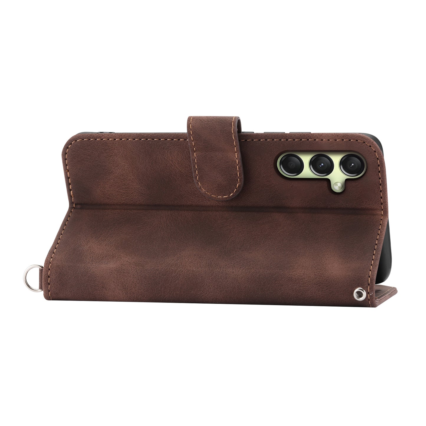 For Samsung Galaxy A16 5G / A16 4G Case Flower Pattern PU Leather Wallet Phone Cover with Strap - Brown