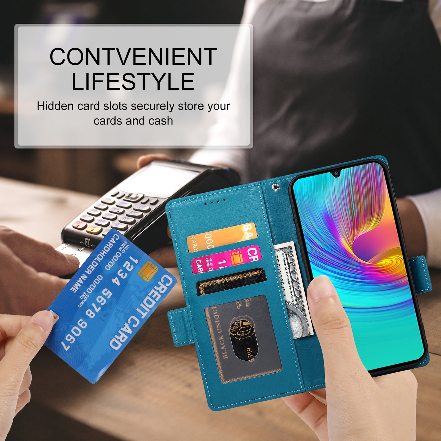 DF-010 For Samsung Galaxy A16 5G / A16 4G Stand Case PU Leather Wallet Phone Cover - Blue