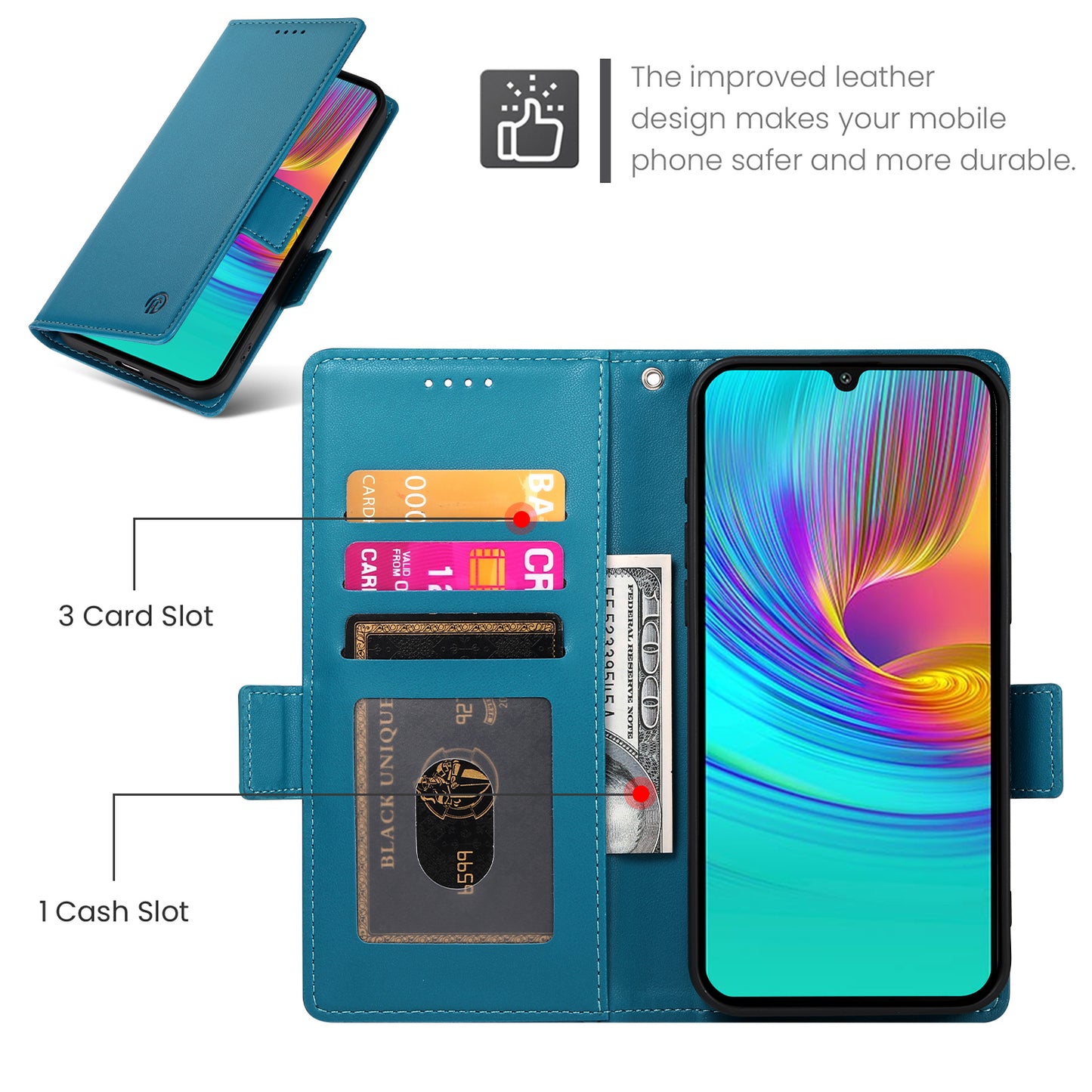 DF-010 For Samsung Galaxy A16 5G / A16 4G Stand Case PU Leather Wallet Phone Cover - Blue