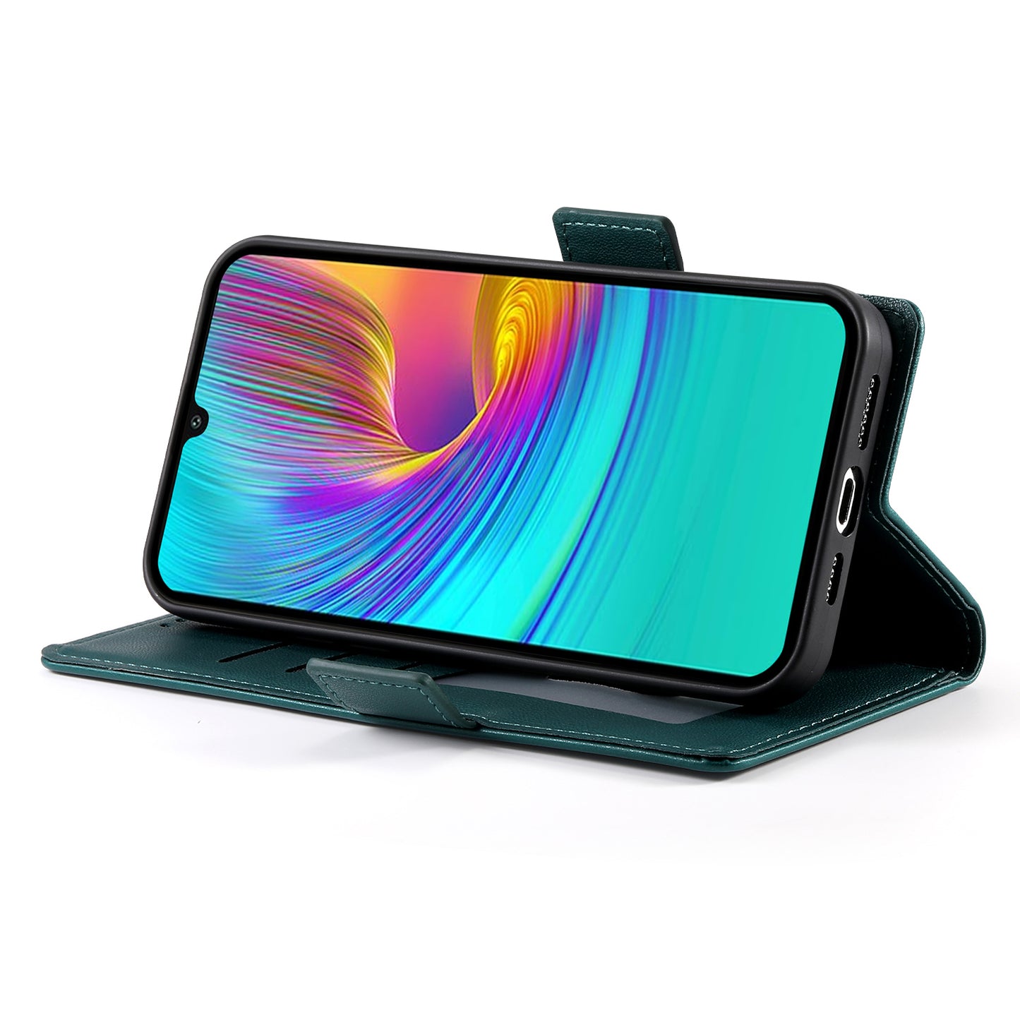 DF-010 For Samsung Galaxy A16 5G / A16 4G Stand Case PU Leather Wallet Phone Cover - Blackish Green