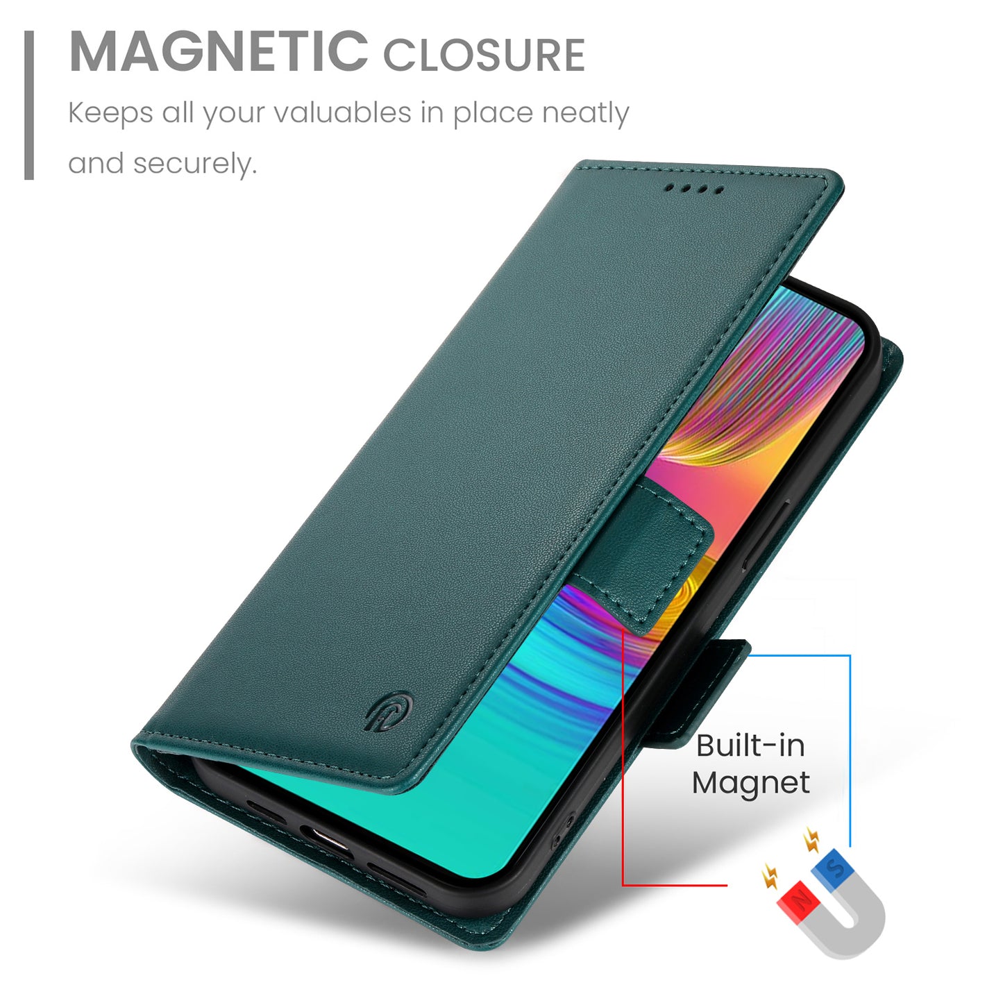 DF-010 For Samsung Galaxy A16 5G / A16 4G Stand Case PU Leather Wallet Phone Cover - Blackish Green