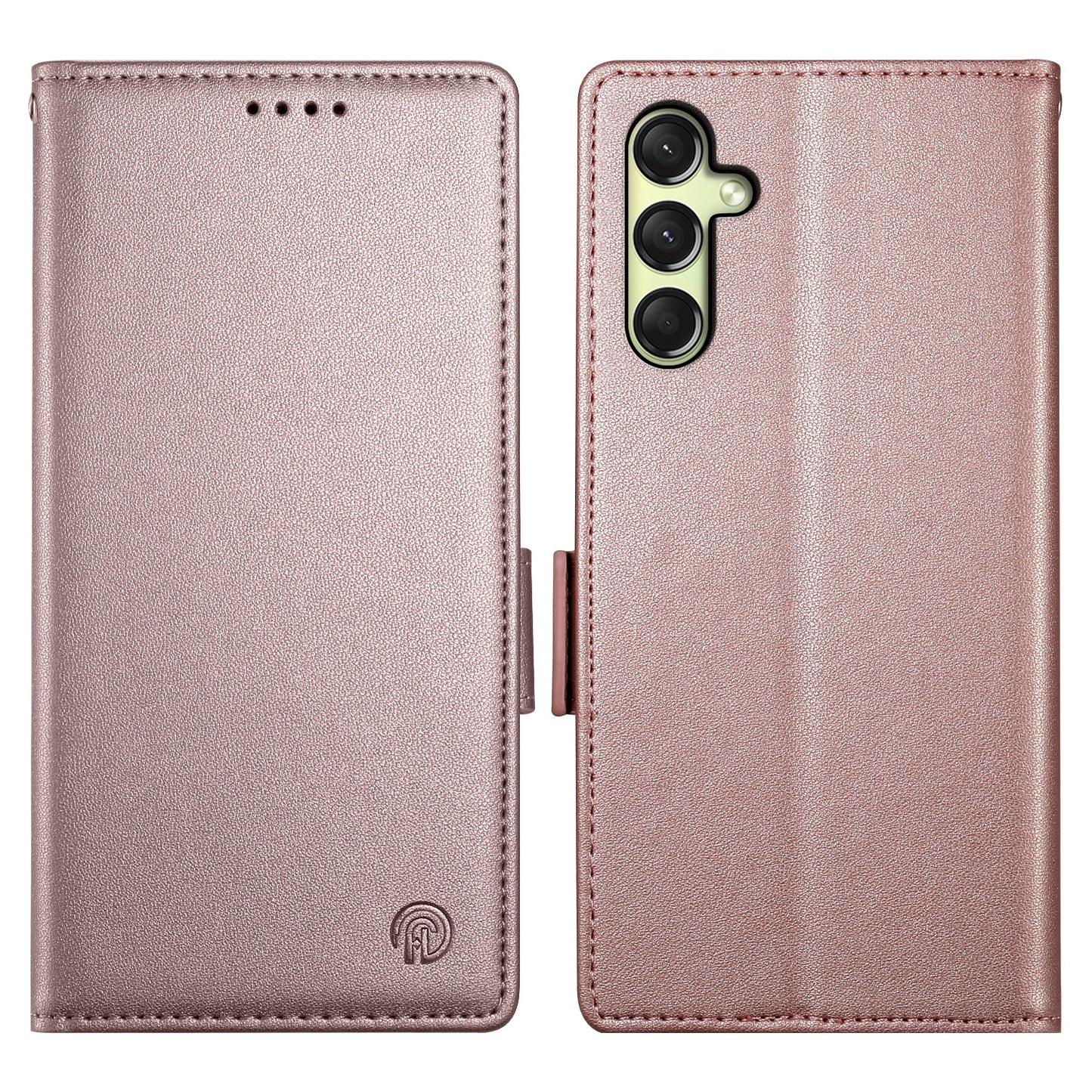 DF-010 For Samsung Galaxy A16 5G / A16 4G Stand Case PU Leather Wallet Phone Cover - Rose Gold