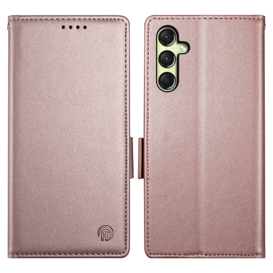 DF-010 For Samsung Galaxy A16 5G / A16 4G Stand Case PU Leather Wallet Phone Cover - Rose Gold