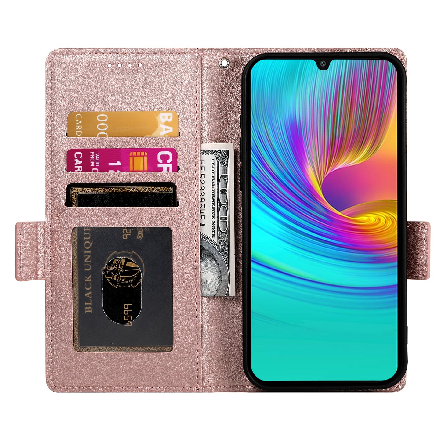DF-010 For Samsung Galaxy A16 5G / A16 4G Stand Case PU Leather Wallet Phone Cover - Rose Gold