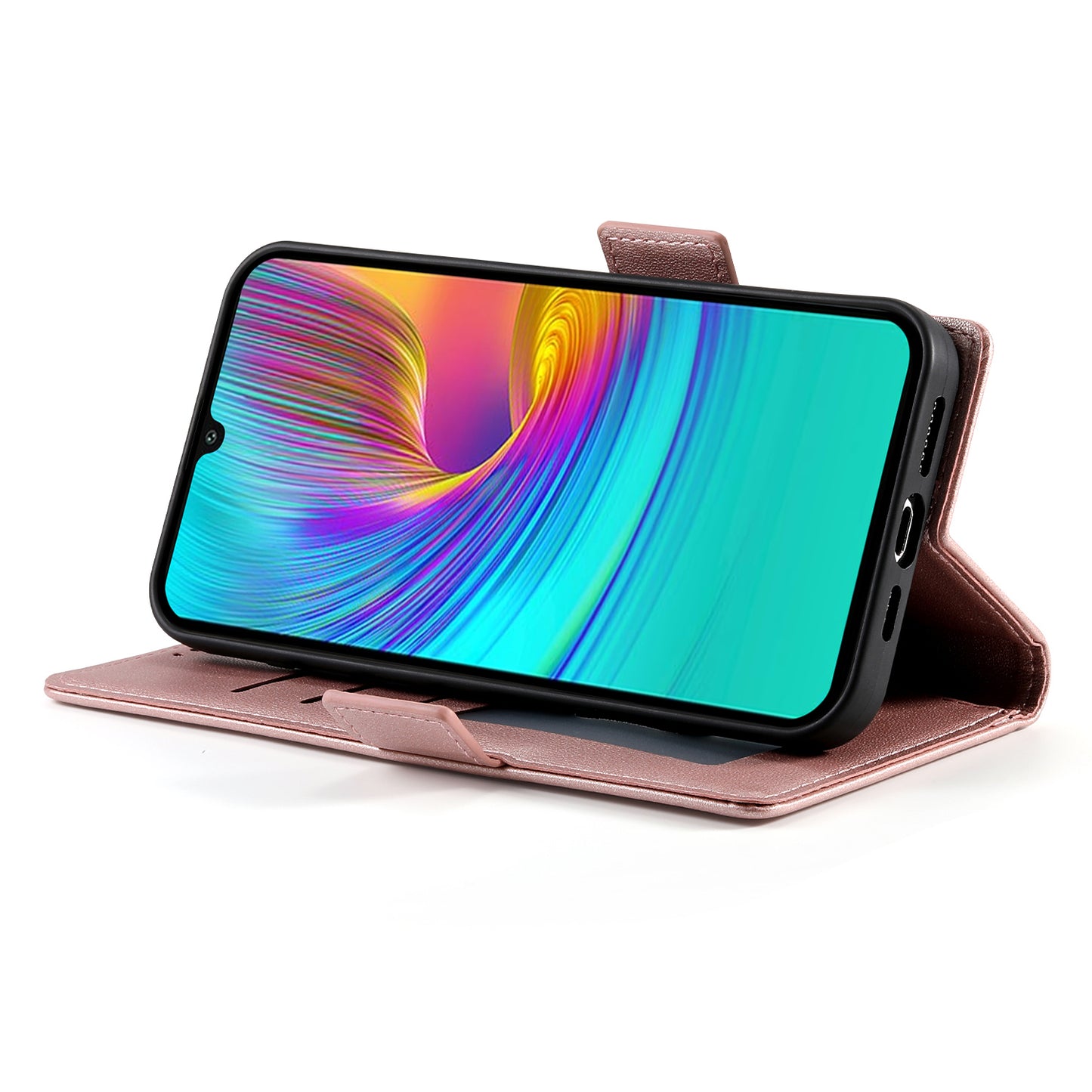 DF-010 For Samsung Galaxy A16 5G / A16 4G Stand Case PU Leather Wallet Phone Cover - Rose Gold