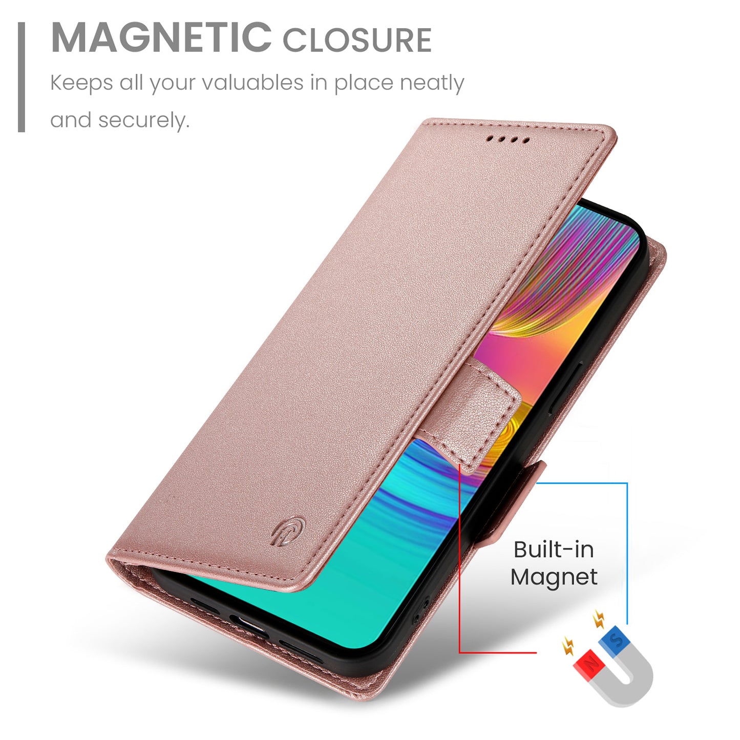 DF-010 For Samsung Galaxy A16 5G / A16 4G Stand Case PU Leather Wallet Phone Cover - Rose Gold