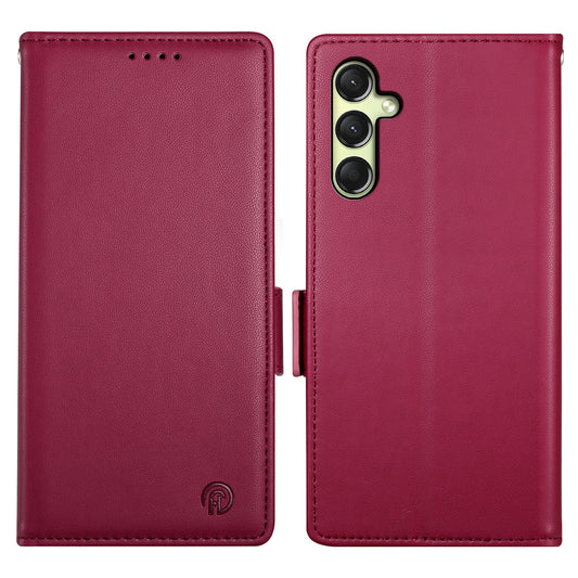 DF-010 For Samsung Galaxy A16 5G / A16 4G Stand Case PU Leather Wallet Phone Cover - Wine Red