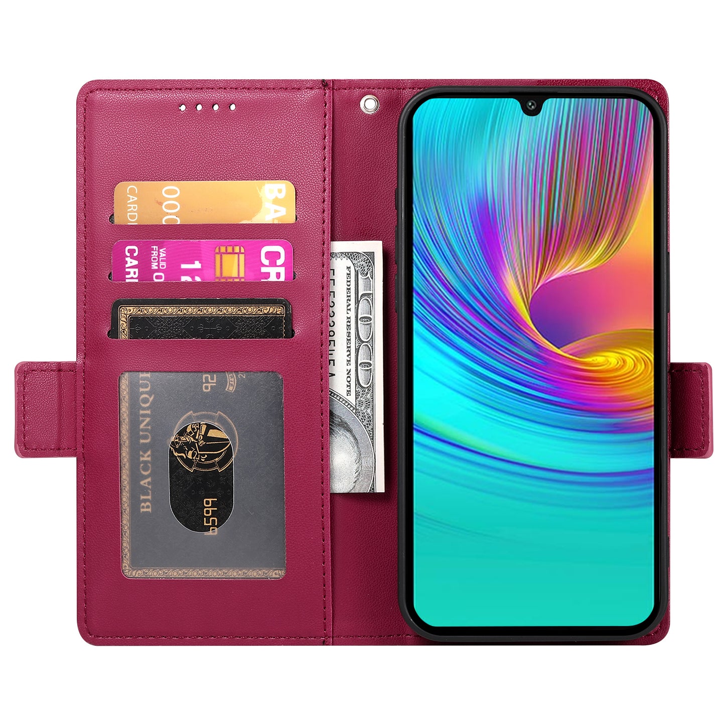 DF-010 For Samsung Galaxy A16 5G / A16 4G Stand Case PU Leather Wallet Phone Cover - Wine Red