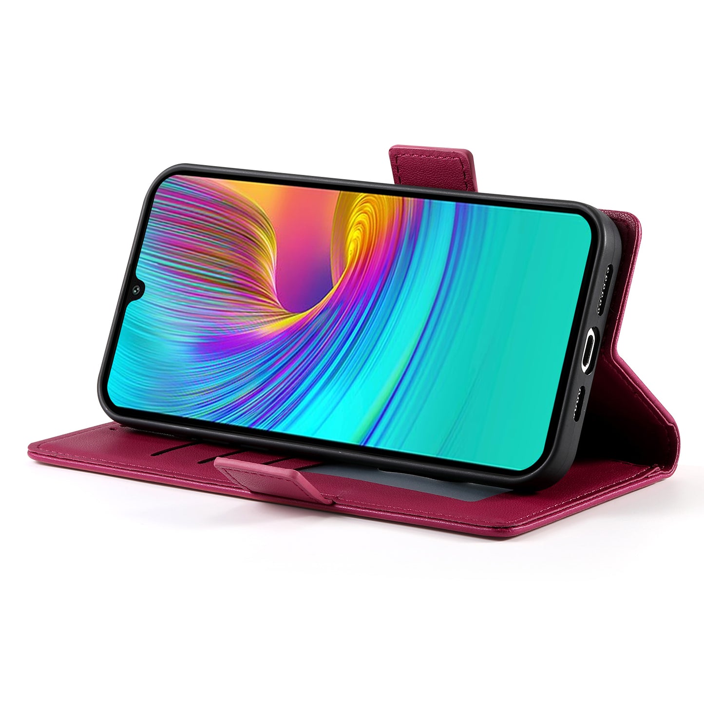 DF-010 For Samsung Galaxy A16 5G / A16 4G Stand Case PU Leather Wallet Phone Cover - Wine Red