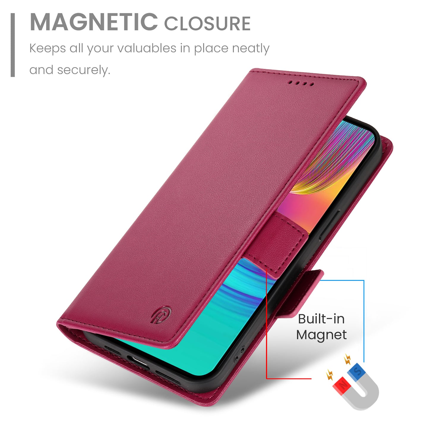 DF-010 For Samsung Galaxy A16 5G / A16 4G Stand Case PU Leather Wallet Phone Cover - Wine Red
